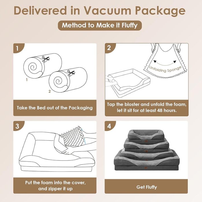 Orthopedic Dog Bed for Large Dogs, Memory Foam, Washable and Waterproof Dog Basket with 4 Sides, Dog Sofa/Dog Couch, Non-Slip, Grey, 106.5x76x18.5 cm