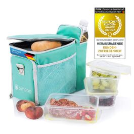 Термосумка Dimono® 15L з 3 контейнерами для їжі; сумка-холодильник для пікніка з 3 ланч-боксами + кришка; сумка для обіду з 3 боксами та охолоджувальною вставкою (Туркіс)