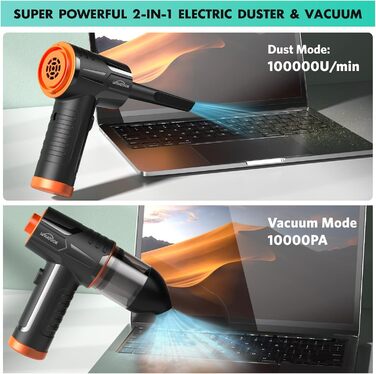 Електричний пилосос-фен для чищення поверхонь C-Air Duster & Vacuum: для ноутбука, авто, офісу