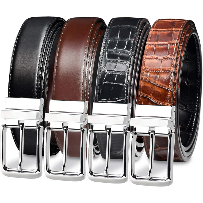 Чоловічі ремені 2 шт. Змінні, шкіряні, з натуральної шкіри крокодила, чорний та коричневий, 40-42 розмір