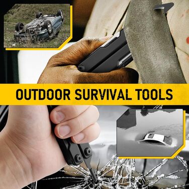 Мультитул BIBURY 10-в-1 з невидимими пінцетами, розбивачем скла, кріпленням для ременя та ножем для різання ременів. Ідеальний для кемпінгу, риболовлі, відпочинку на природі. Міні-інструмент BIBURY, чорний. Чудовий подарунок для жінок та чоловіків.