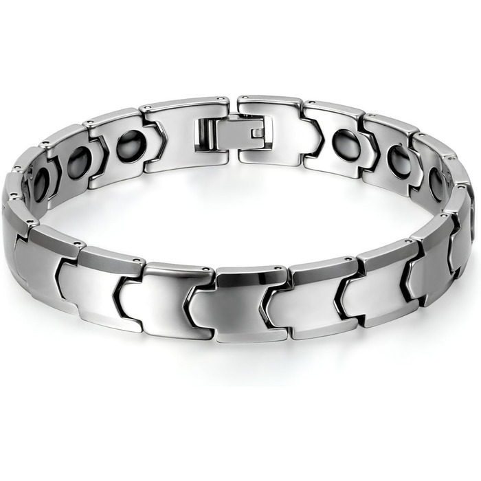 Чоловічий магнітний браслет JewelryWe з вольфраму та вольфрамового карбіду, 12 мм, шестигранний, полірований, масивний, з гвинтовими ланками, срібло/золото (срібло-1)