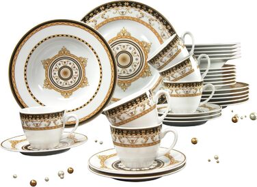 Creatable 15084, Majestic Series black, 30-piece set, Porcelain, Multicolor, 38x30x35 cm