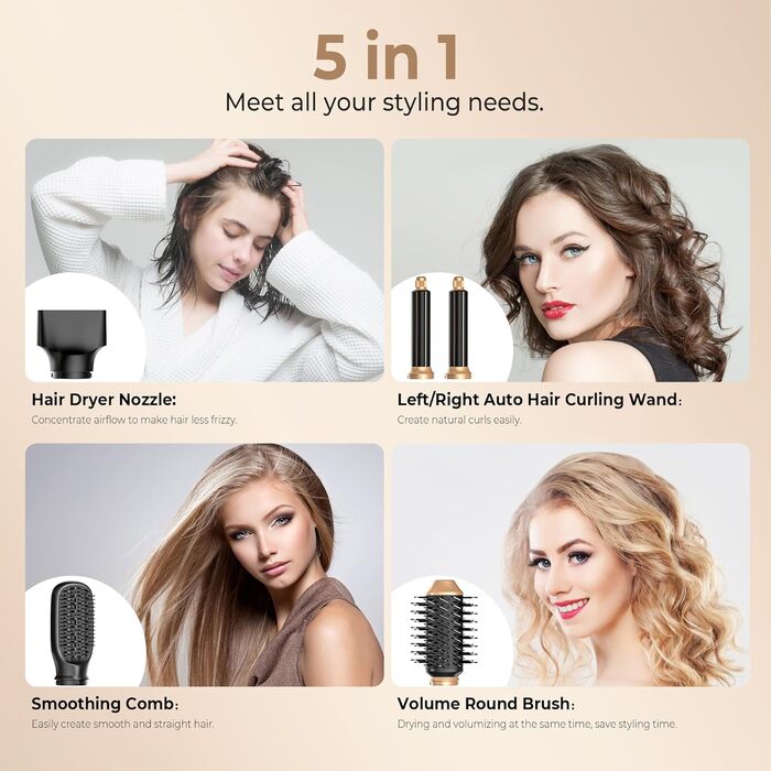 Набір для укладки волосся Airstyler 5 в 1: фен, щітка, плойка, брашшін, стайлер. Чорний