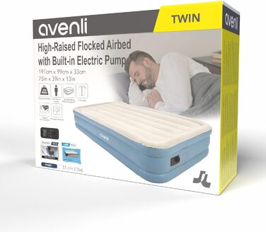 Надувний матрац Avenli для 1 особи, самонадувний, 191x99x33 см, з вбудованим насосом, для кемпінгу та дому