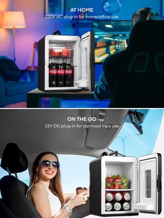 Northclan Mini Fridge 15L - Portable Cooler & Warmer for Home & Car - 220V AC/12V DC - Black