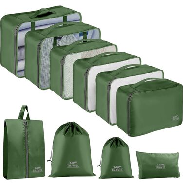 Органайзер для валізи, набір 10 шт. (зелений) - аксесуари для подорожей, кофри, косметичка