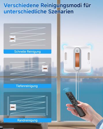 Робот для миття вікон Fensterputzroboter 6500 Pa: з розпилювачем, плануванням маршруту, резервуаром 80 мл, 8 рівнями безпеки та датчиком краю, для внутрішніх та зовнішніх вікон