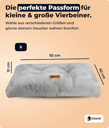 Подушка для собак Belune® Deluxe - миється, великі собаки, сірий колір, розмір S (92x62x12 см)