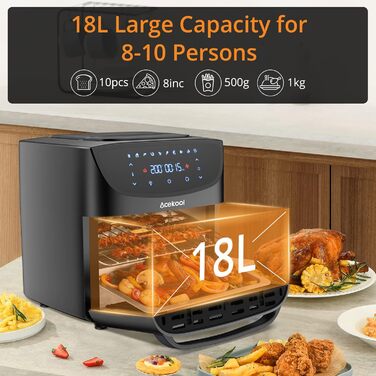 Hot Air Fryer 5QT XXL Fryer Hot Air Fryer Air Fryer with Silicone Liner, 8 Presets Quiet Air Fryer with Viewing Window Acekool 4.5L
