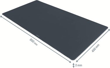 Leitz Канцелярський килимок для столу 80x40 см, антиковзкий, сірий (Velvet Grey) - для ноутбука, ПК, монітора, офісу та дому