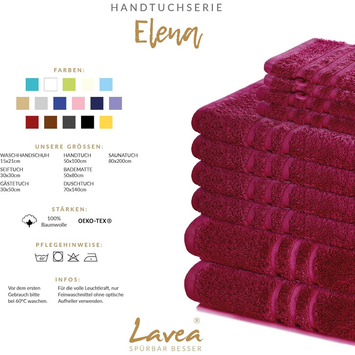 Набір банних рушників Lavea Elena (4 шт.), 100% бавовна, м'яка махрова тканина, гігроскопічні, 70x140 см (Антрацит та Бордо)