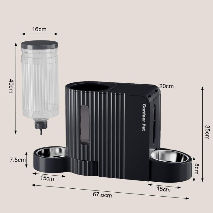 Gravity Pet Feeder - Automatic Cat & Dog Food Dispenser with Stainless Steel Bowls (6L x 2), BPA-Free, No Electricity Required