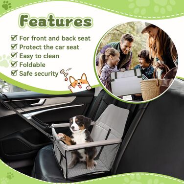 Автомобільний лежак для собак, сірий, 40x32x24 см, Oxford, дихаючий, знімний, складний