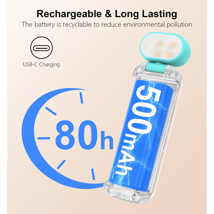 Ліхтарик для читання Gritin з кліпсою, акумуляторний, 7 LED, 3 режими світла, диммер, 5 рівнів яскравості, синій