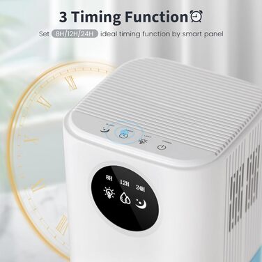 Electric Dehumidifier for Apartment, ANOEPUY 1700ml Dehumidifier Quiet Small Room Dehumidifier with 7 Colors Night Light & Timer for Bedroom, Bathroom, Kitchen, Against Mold, White