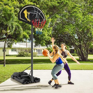 COSTWAY Adjustable Height Basketball Hoop System - Outdoor Mobile Basketball Stand with Wheels & Weight Bag - 130-305cm