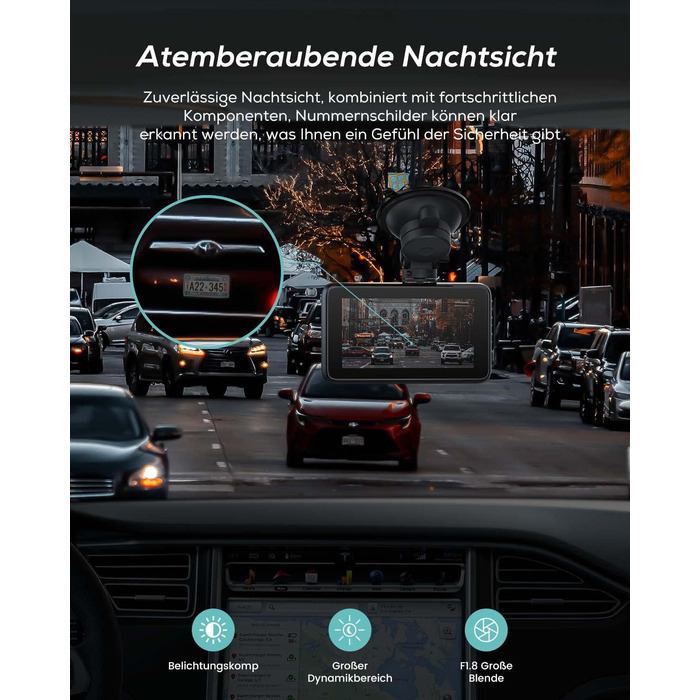 iZEEKER 4K відеореєстратор для авто, 2160P WiFi, 32GB карта, нічне бачення, Loop-запис, G-сенсор, 24h паркінг, WDR
