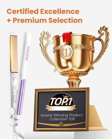 Професійний випрямляч для волосся Faszin 2-в-1 з титановим покриттям та іонами, LCD-дисплей, швидкий нагрів (20 сек), для випрямлення, локонів та укладання