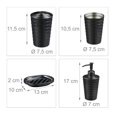 Relaxdays 4-Piece Bathroom Set Stainless Steel