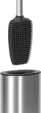 Набір для туалету Weissenstein: щітка з силікону, тримач з нержавіючої сталі, без свердління, чорний