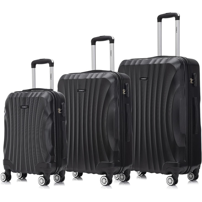 Набір валіз-ролерів (3 шт): M, L, XL, білий слонова кістка. Набір валіз з жорстким корпусом, коліщатками 360°, кодовим замком, зручною ручкою.