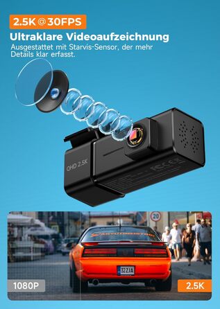 Автомобільний відеореєстратор E-YEEGER 2.5K 1440P з WiFi, IPS екраном 1.47