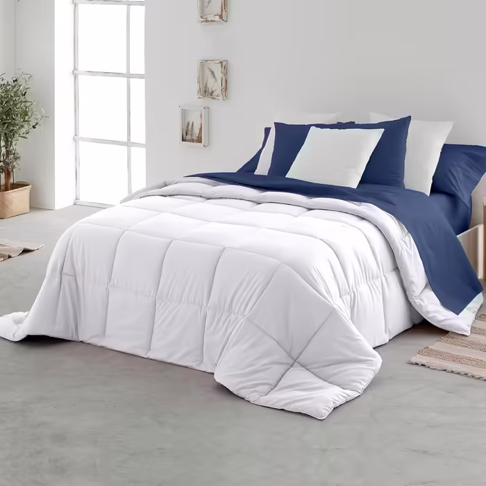 SOMNI HOME Two-Tone Quilted Comforter for Beds with 80/90 cm, Feels Like Down, Reversible, Warm, Lightweight, for Single Bed, Quality 400 g, Beige – Sand 180 x 260 cm