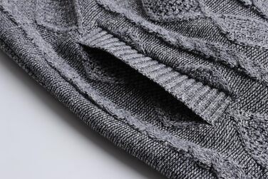 Чоловіча в'язана куртка-кардиган з коміром-стійкою та візерунком коси. Тепла флісова куртка з довгим рукавом для чоловіків (XXL, світло-сірий)