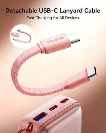 Power Bank INIU 45W 10000mAh з USB-C кабелем: заряд для ноутбука, iPhone, Samsung, MacBook, iPad та інших пристроїв (фіолетовий)