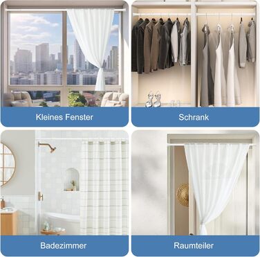 Штанга для душу без свердління 73-224 см, біла. Розсувна штанга для ванної кімнати, душу, вітальні.