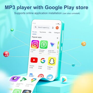 MP3 плеєр Oilsky 80GB з Bluetooth, WiFi, Android 9.0, 4