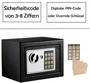 Сейф для ключів Tresor з ключовим та кодовим замком, 31x20x20 см, вологостійкий, для дому, офісу, готелю, чорний