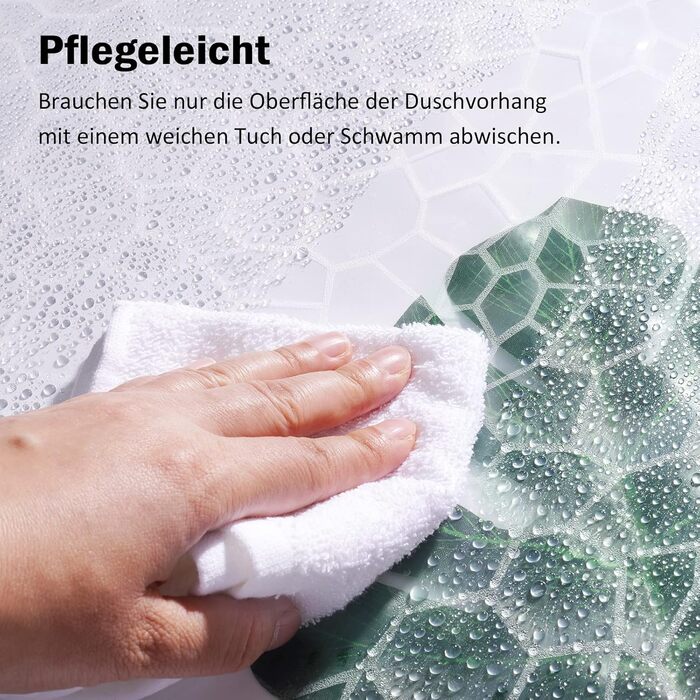 Прозорий душовий завіс AooHome 180x200 см з 5 магнітами, антигрибковий, водонепроникний, з 12 кільцями, шестикутний малюнок