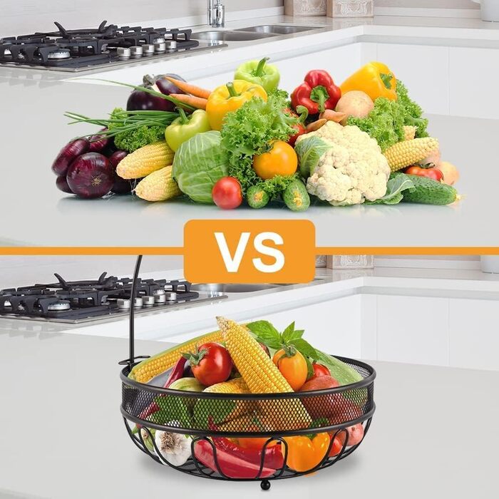 Металева фруктова корзина Bomclap з тримачем для бананів - стильна кухонна корзина для фруктів, овочів та закусок - бронза