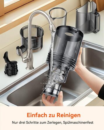 Соковитискач CelerySpec Slow Juicer - переможець тесту, для цілих овочів та фруктів, 130 мм, 1.8л, BPA-free, 250W, з функцією зворотного ходу, нержавіюча сталь, чорний