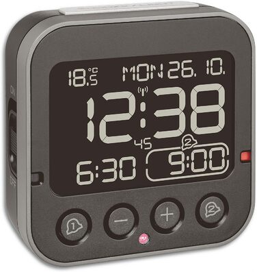 TFA Dostmann Bingo 2.0 Digital Radio Clock, 60.2552.01, High Accuracy, Radio Clock, Temperature Display, Date, L 95 x W 41 x H 96 mm White Numerals
