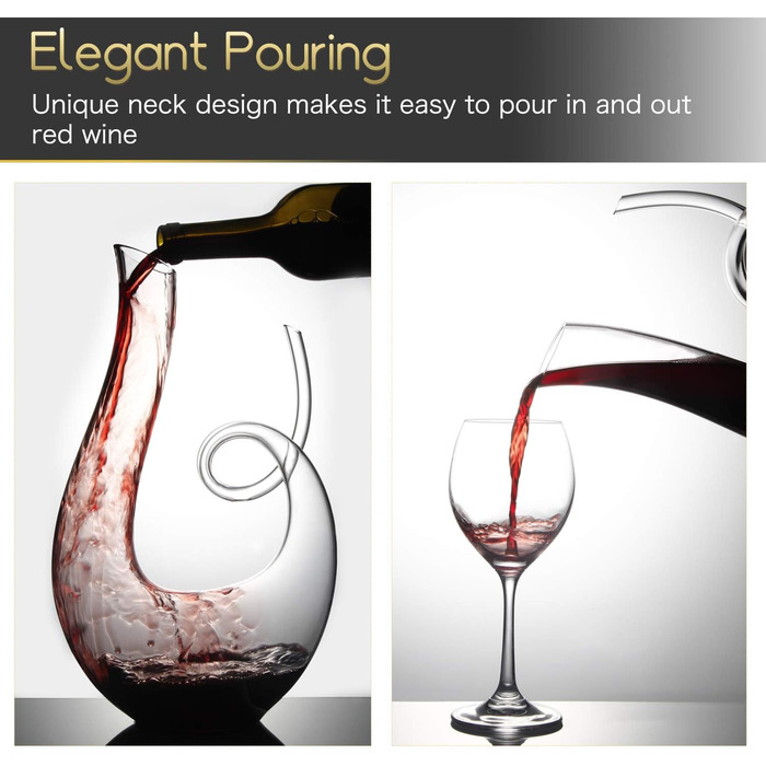 NUTRIUPS Wine Decanter, Red Wine Decanter, 1.2L Lead-Free Crystal Wine Decanter, Red Wine Decanter, Decanter, Wine Aerating Decanter with Free Cleaning Brush, Wine Decanter