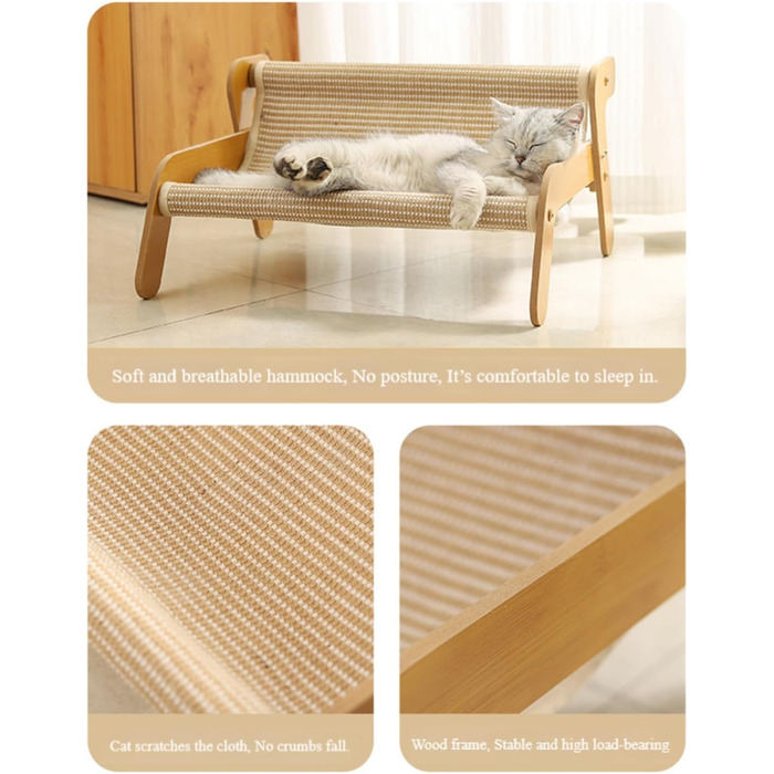 Крісла-лежанки для котів з сизалевим покриттям, гамаки, лежанки, крісла-гойдалки для котів (Хакі)