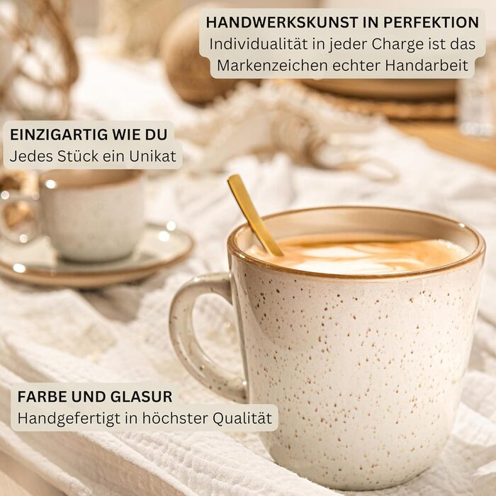 Набір посуду SÄNGER Rio Creme 30 предметів: тарілки, чашки, миски, для 6 осіб, з кераміки, стійкий до подряпин, підходить для миття в посудомийній машині та використання в мікрохвильовій печі