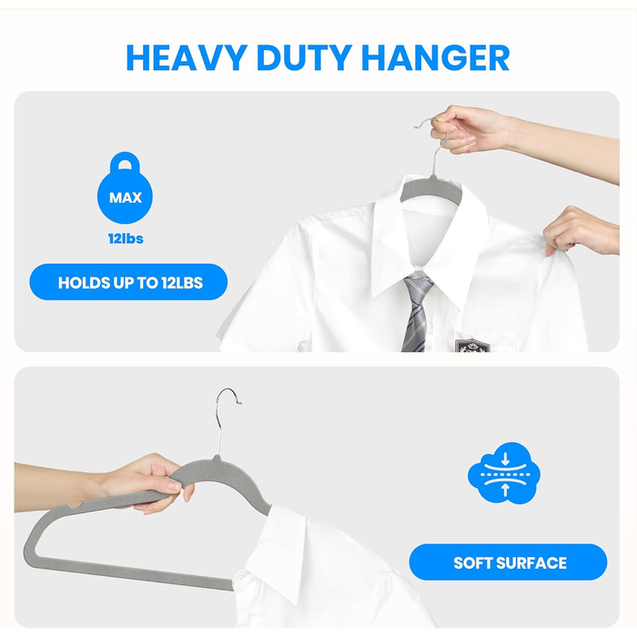 Плечики для одягу YSSOA, 50 шт., з антиковзаючою поверхнею, обертовий гачок 360°, стандартні, білі