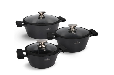 Набір каструль Zwieger Black Stone, 6 предметів, Greblon Granite, алюміній