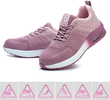 Легкі робочі черевики для чоловіків та жінок. Безпечні черевики з металевим носком, спортивного стилю, антиковзаючі, дихаючі. Робочі черевики (37 EU, фіолетовий)