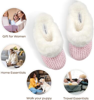 Тапочки жіночі теплі зимові PIZZ ANNU з плюшем та пам'яттю для ніг, рожеві (42/43 EU)