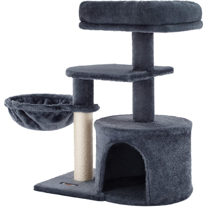 Feandrea Cat Tree, Small Cat Tree, Multi-Level, 68 cm, Smoke Gray PCT59G