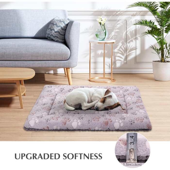 BVAGSS Orthopedic Dog Bed, Washable Dog Cushion Fluffy Dog Mat, Reversible Soft and Warm Dog Bed for Small, Medium, Large Dogs XH079 (106x71x4cm, Grey Paw)