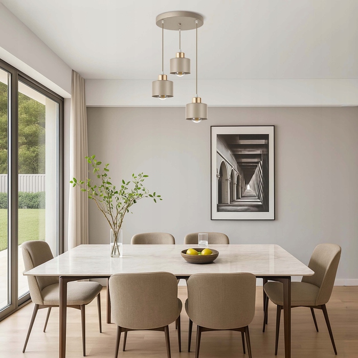 Підвісна LED-лампа LEDLUX, стельовий світильник БЕЖЕВИЙ, 3 цоколі E27