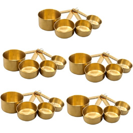 5-Piece Stainless Steel Measuring Spoons, Micro Scoop for Dry Food, Micro Spoon, Coffee Spoon, Measuring, Magnetic Measuring Spoons, Teaspoons, Golden Stainless Steel, 4 Pieces * 5