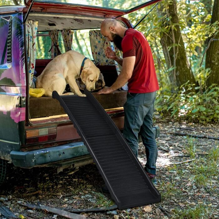 Рампа для собак NAIZY 156 см, складана, з антиковзними килимками, для собак/кішок/домашніх тварин до 90 кг, чорна