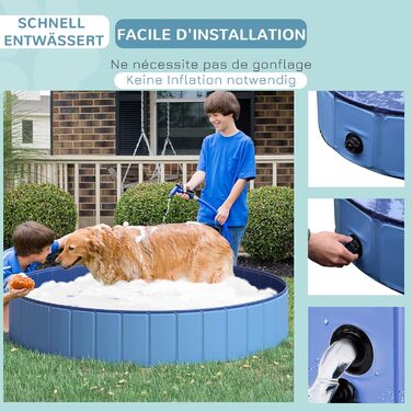 PawHut Dog Bath Tub Dog Pool Bathtub Swimming Pool Water Pool for Dogs 120 x 30 cm